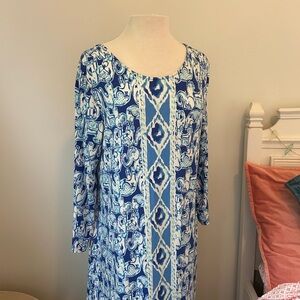 Lilly Pulitzer Blue and White Long Sleeve Sheath Dress